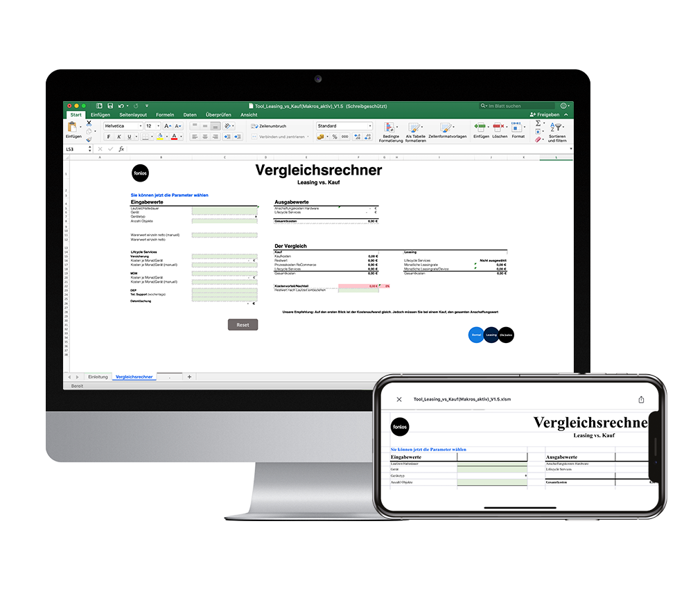 Vergleichsrechner für Apple Leasing auf iMac und Smartphone