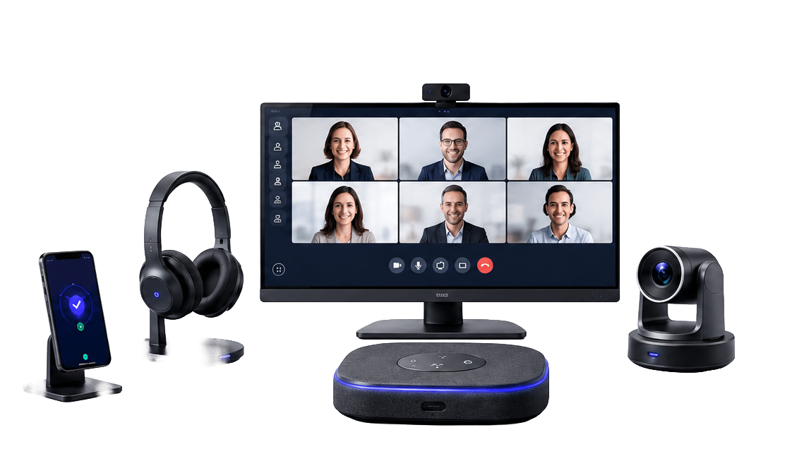 Videokonferenz-Technik: Monitor und Headset für Kommunikation mieten Videokonferenz-Technik: Monitor und Headset für Kommunikation mieten